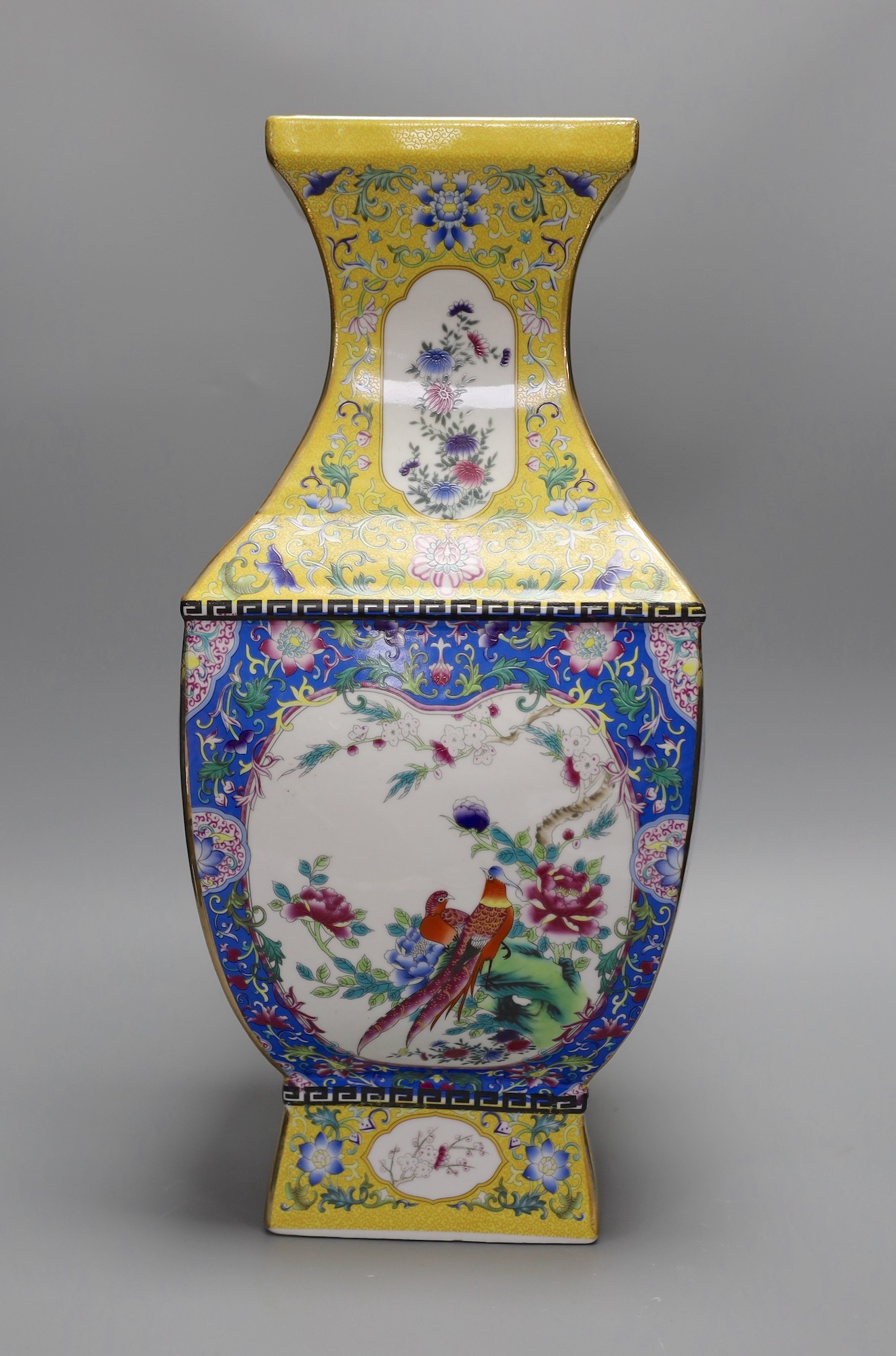 A large Chinese enamelled porcelain vase, 47 cms high